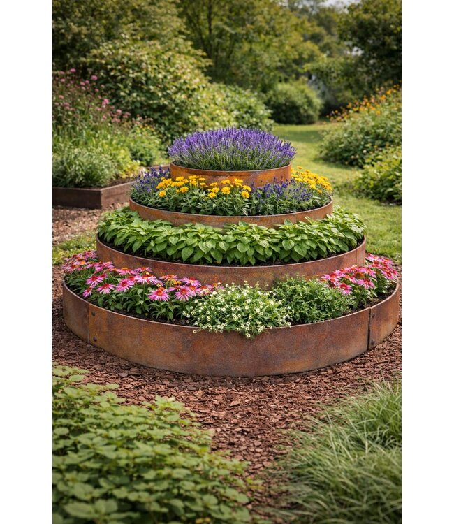 Garmix ø 100cm Ronde Cortenstaal Borderranden - 14cm hoog (2 stuks)