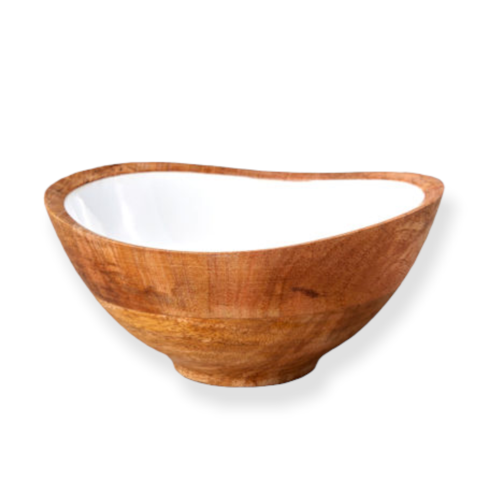 Behome Bol en bois de Manguier et émail blanc Grand 18 cm