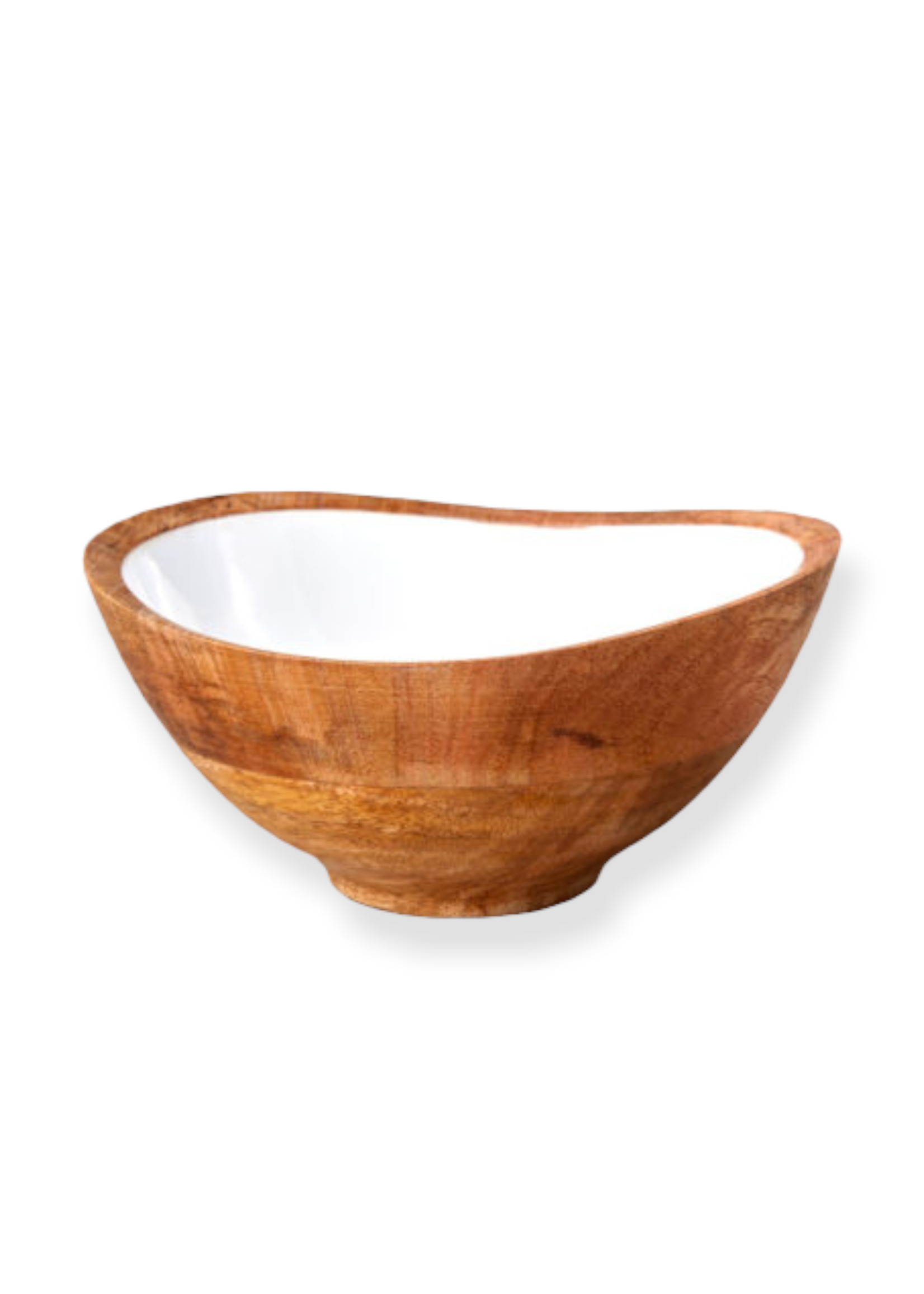 Behome Bol en bois de Manguier et émail blanc Grand 18 cm