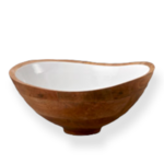 Behome Saladier en bois de Manguier et Email Blanc