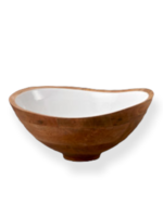 Behome Saladier en bois de Manguier et Email Blanc