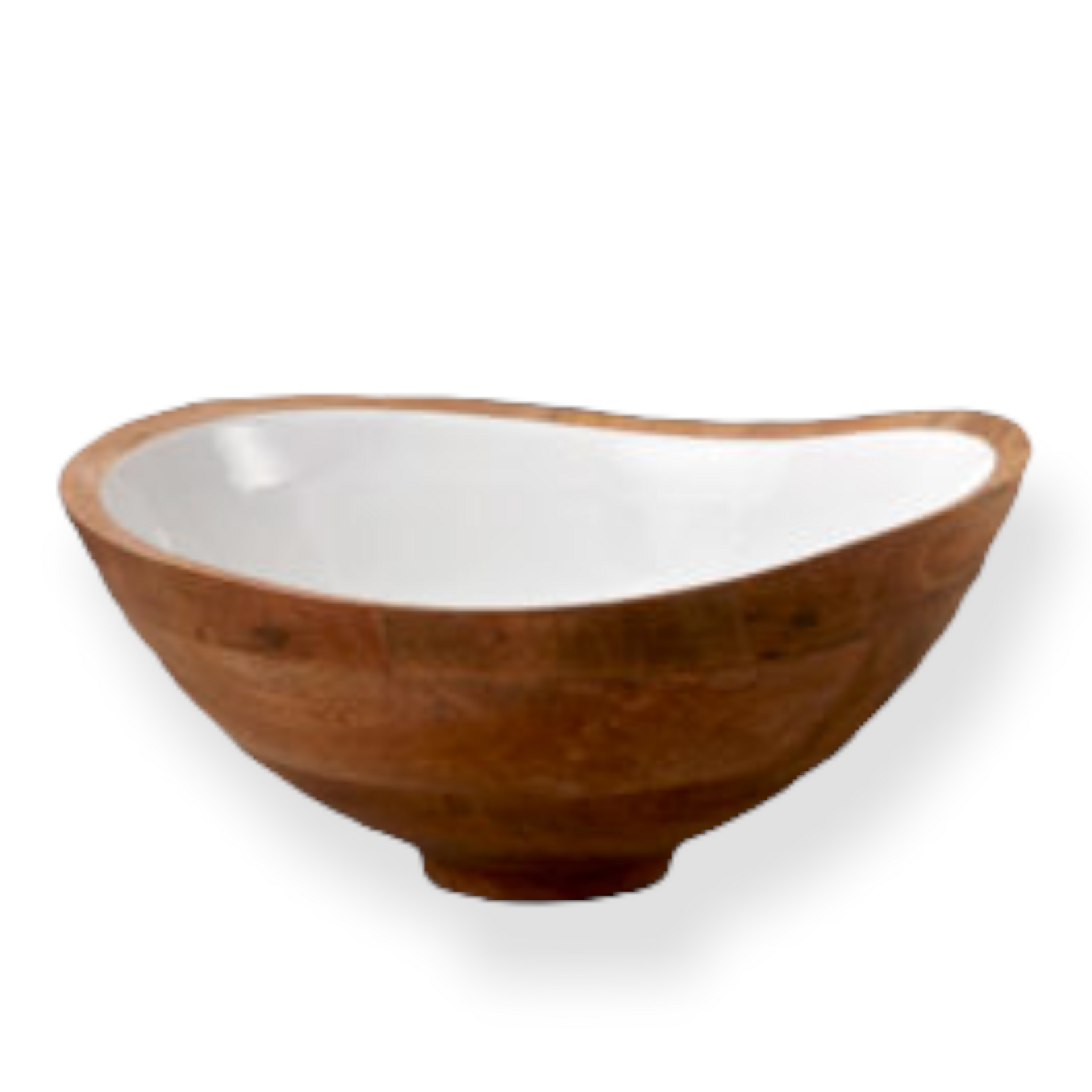 Behome Saladier en bois de Manguier et émail blanc Grand 30,5 cm