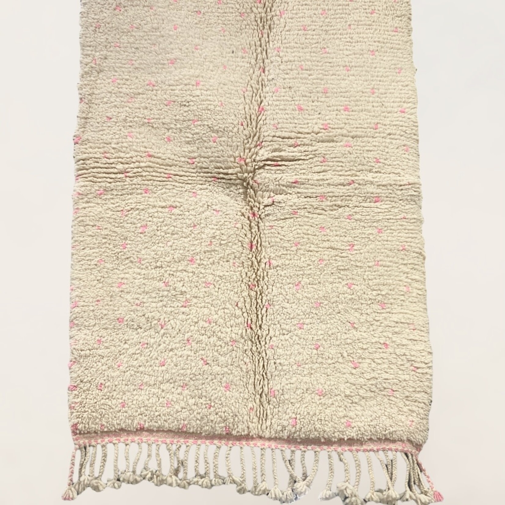 Bivouac Tapis Béni Ouarain Crème Pois Rose Fluo 100*145 cm (168)