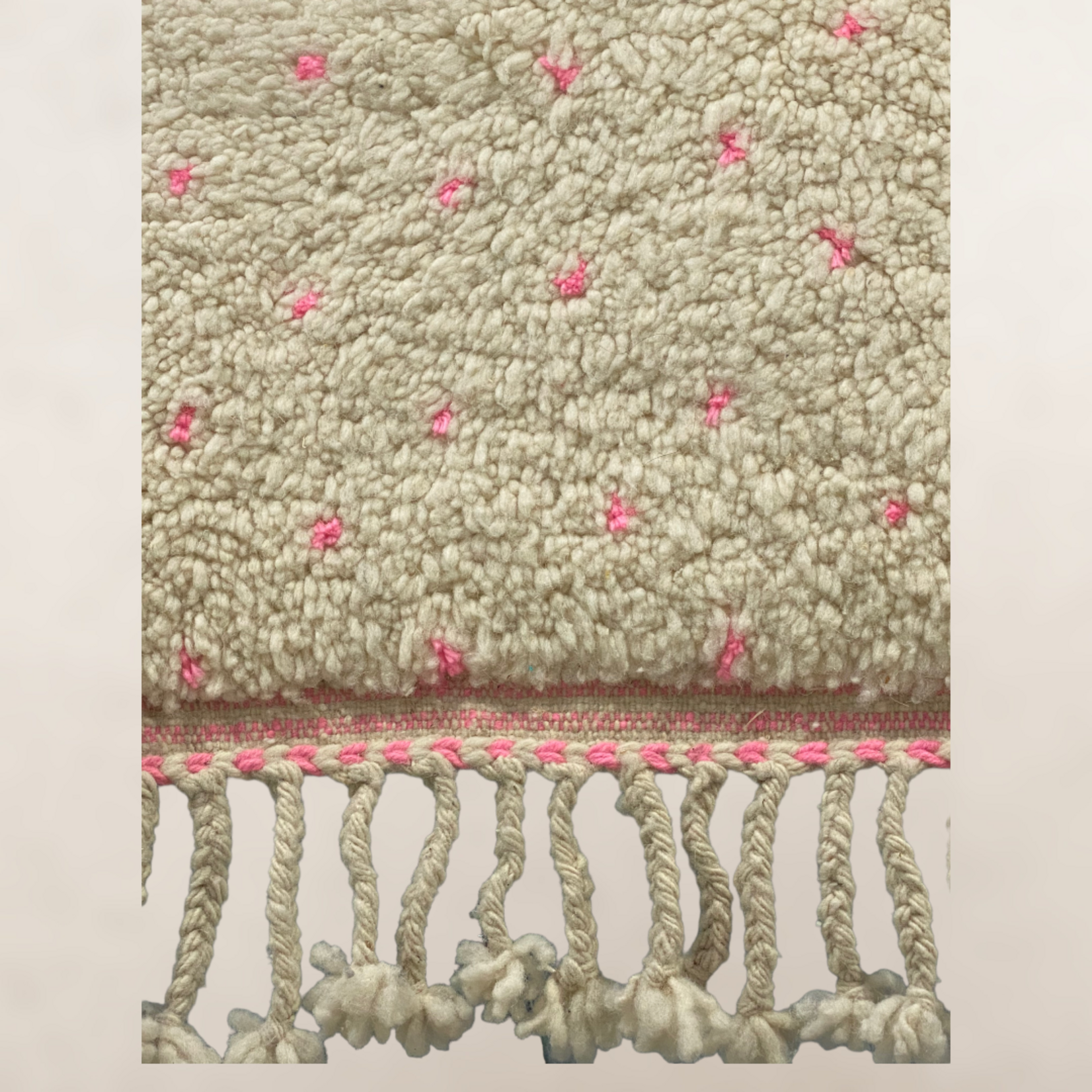 Bivouac Tapis Béni Ouarain Crème Pois Rose Fluo 100*145 cm (168)