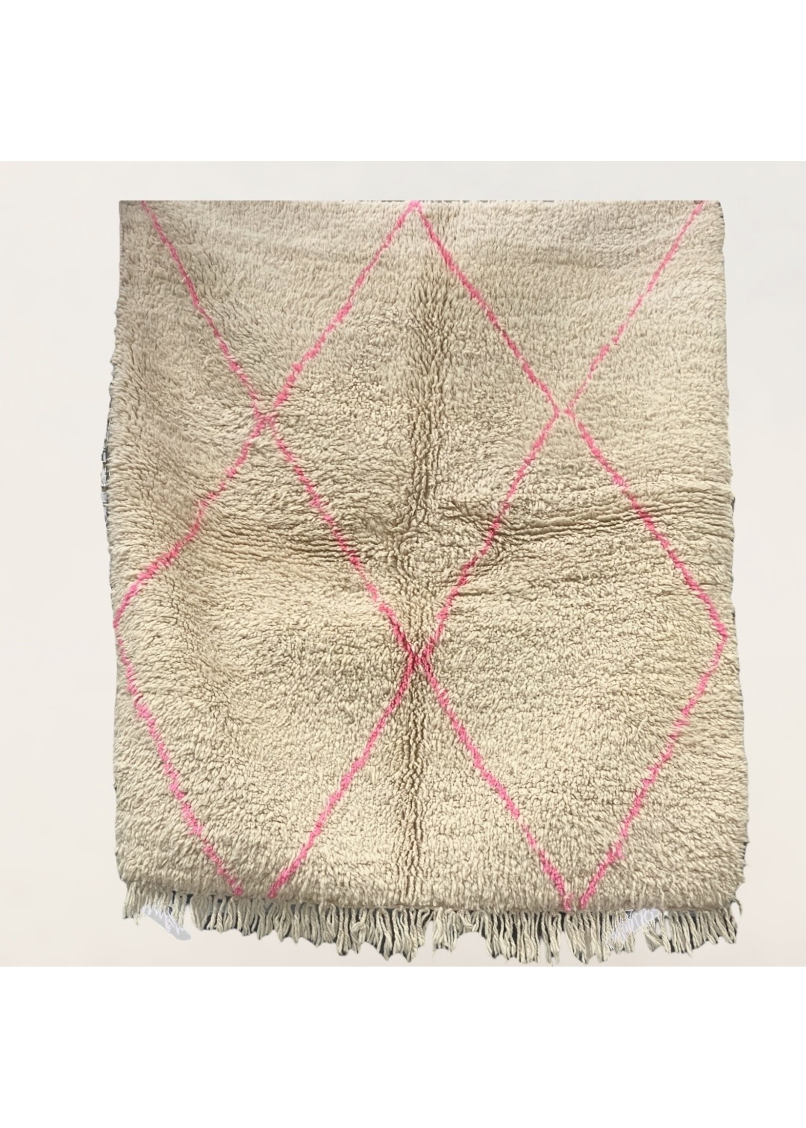 Bivouac Tapis Béni Ouarain Crème Losanges Rose Fluo 136*159 cm