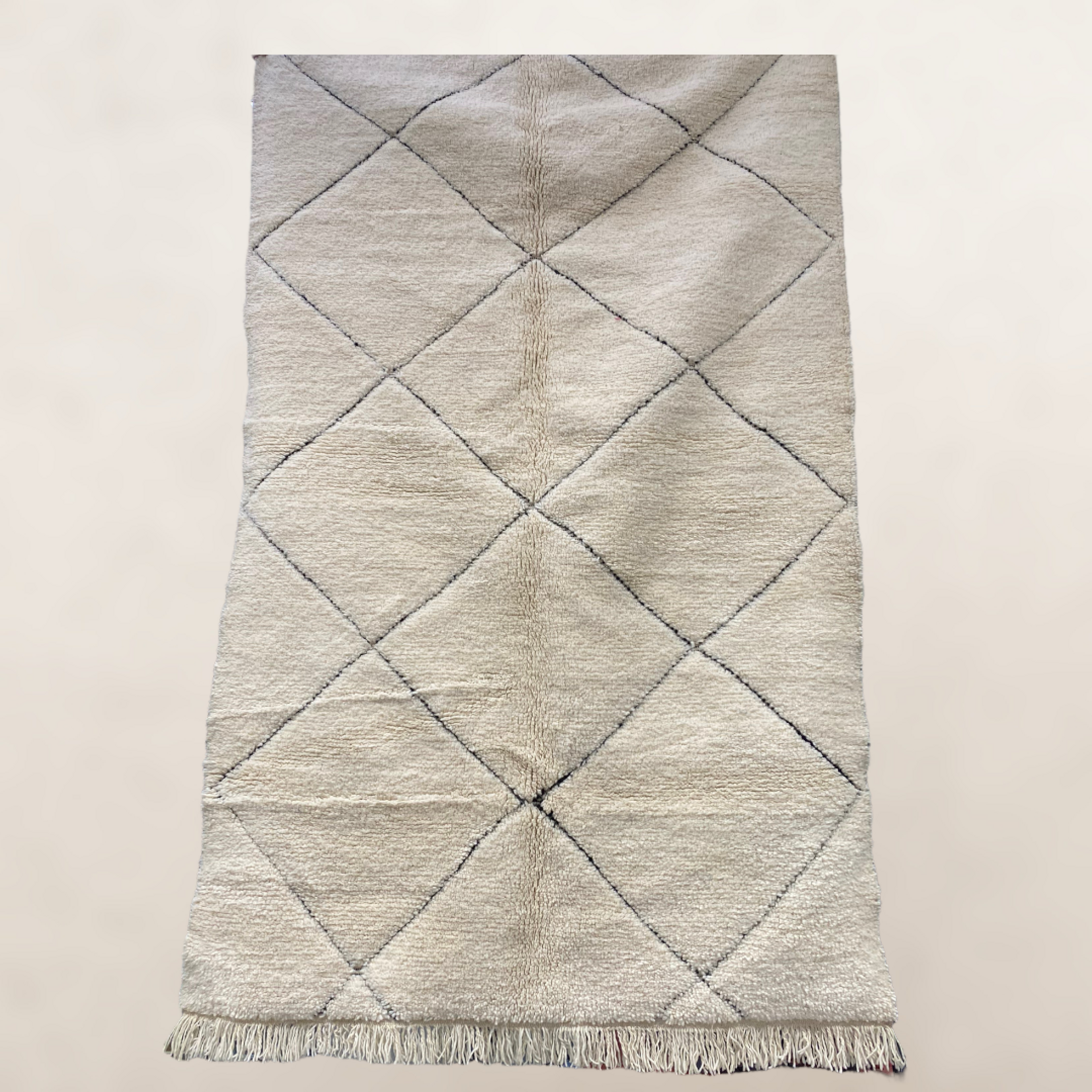 Bivouac Tapis M’Rirt Crème Losanges Noirs en Relief 160*260 cm