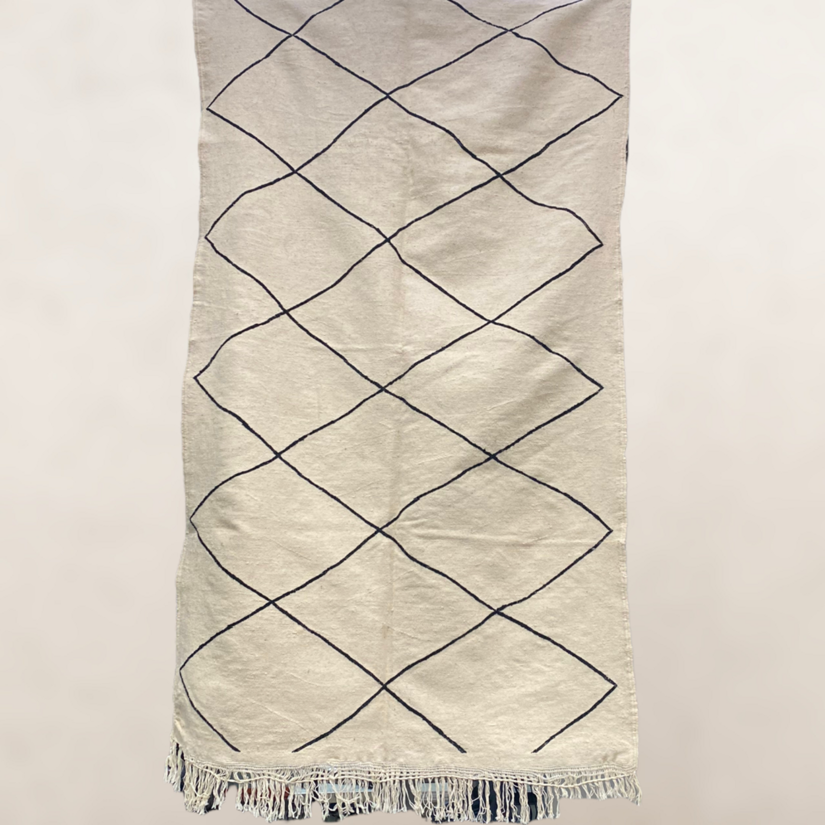 Bivouac Tapis Kilim Tissé Ecru et Noir Fin 145*255 cm