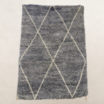 Bivouac Tapis Béni Ouarain Chiné Noir Crème Très grands Losanges 210*295 (325) cm