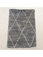 Bivouac Tapis Béni Ouarain Chiné Noir Crème Très grands Losanges 210*295 (325) cm