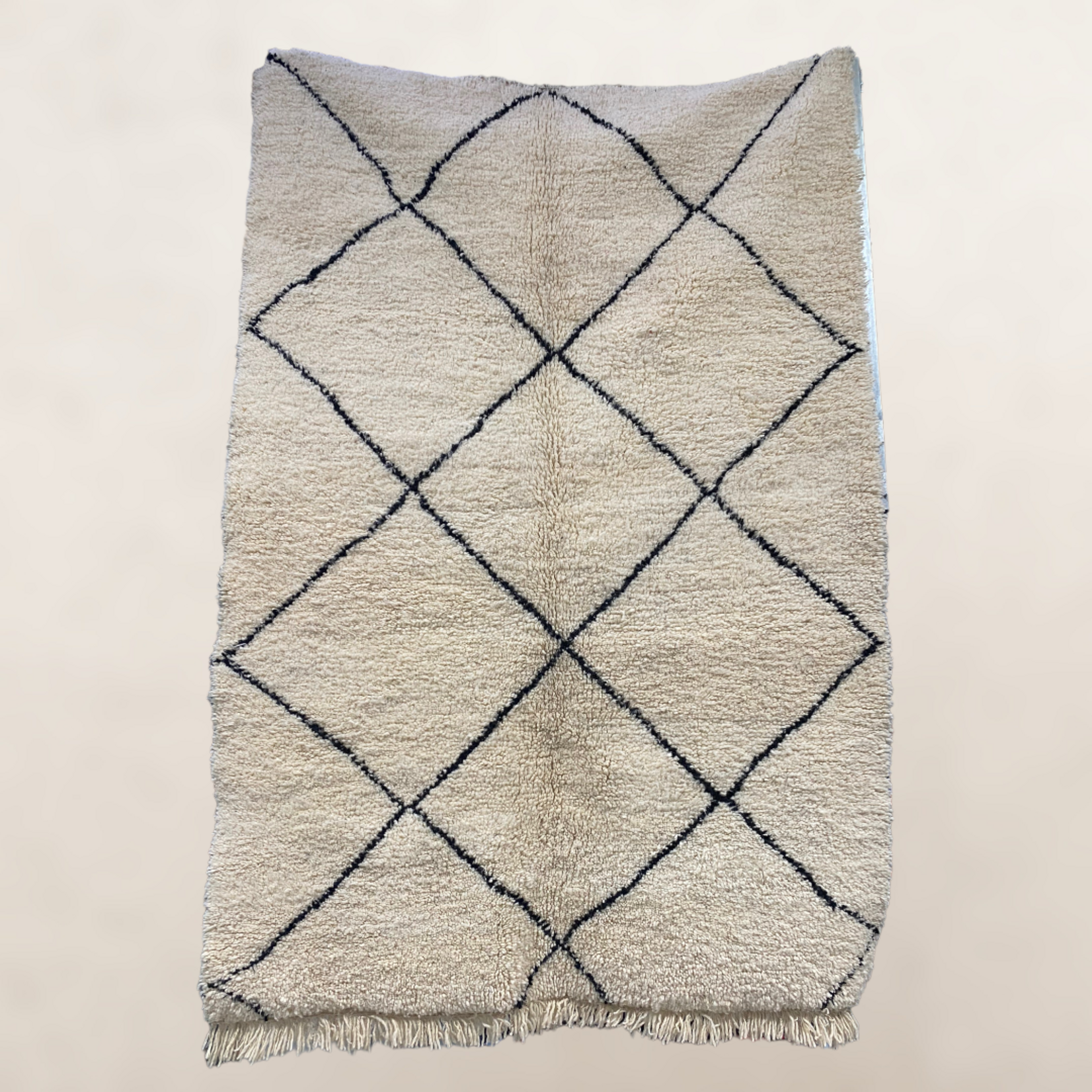 Bivouac Tapis Béni Ouarain Crème Carrés Noirs 260*170 cm