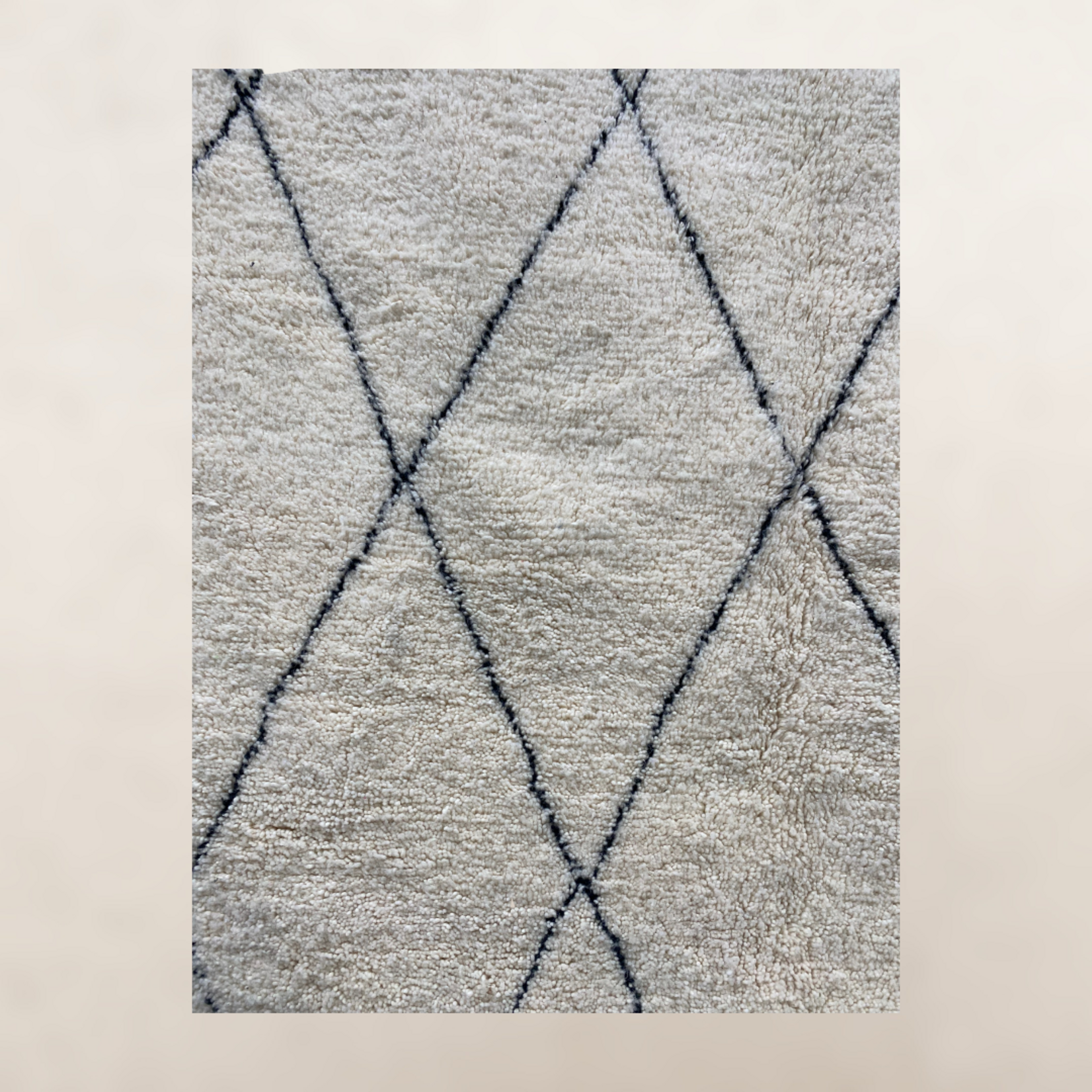 Bivouac Tapis Béni Ouarain Crème Longs Losanges Noirs 290*200 cm