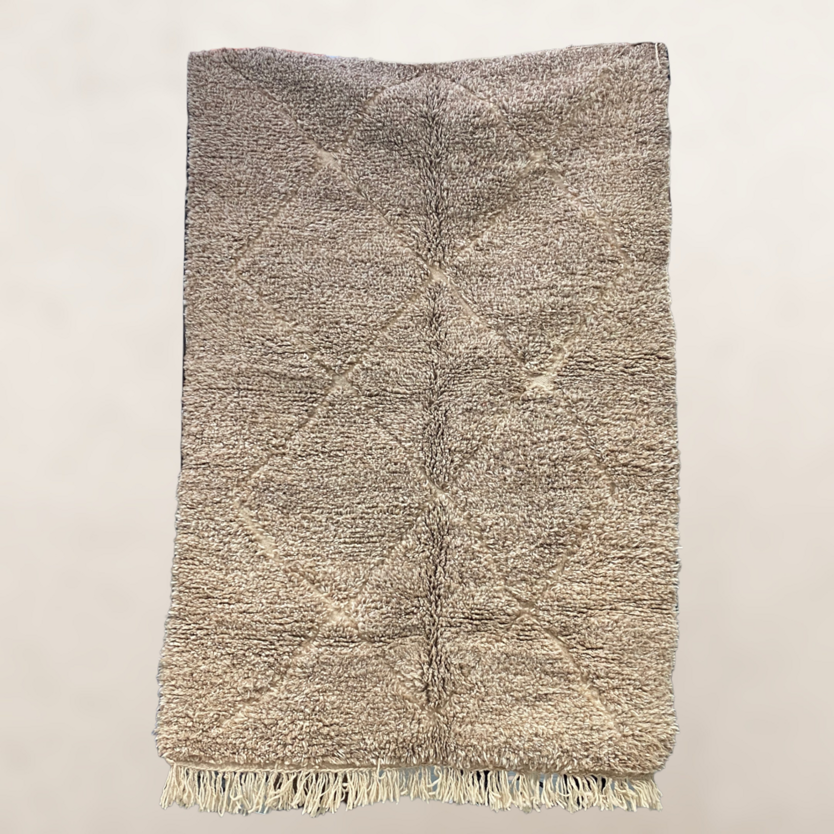 Bivouac Tapis M’Rirt Chiné Taupe et Crème Losanges en Relief 222*150 cm