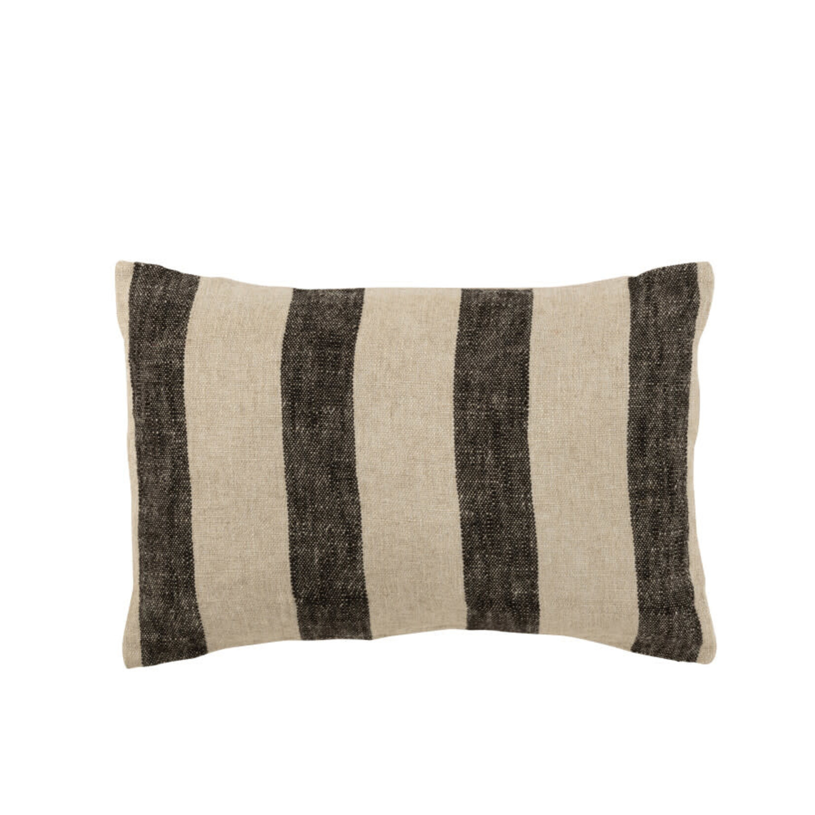 Coussin Lignes Epaisses Noires Lin Beige 60*40