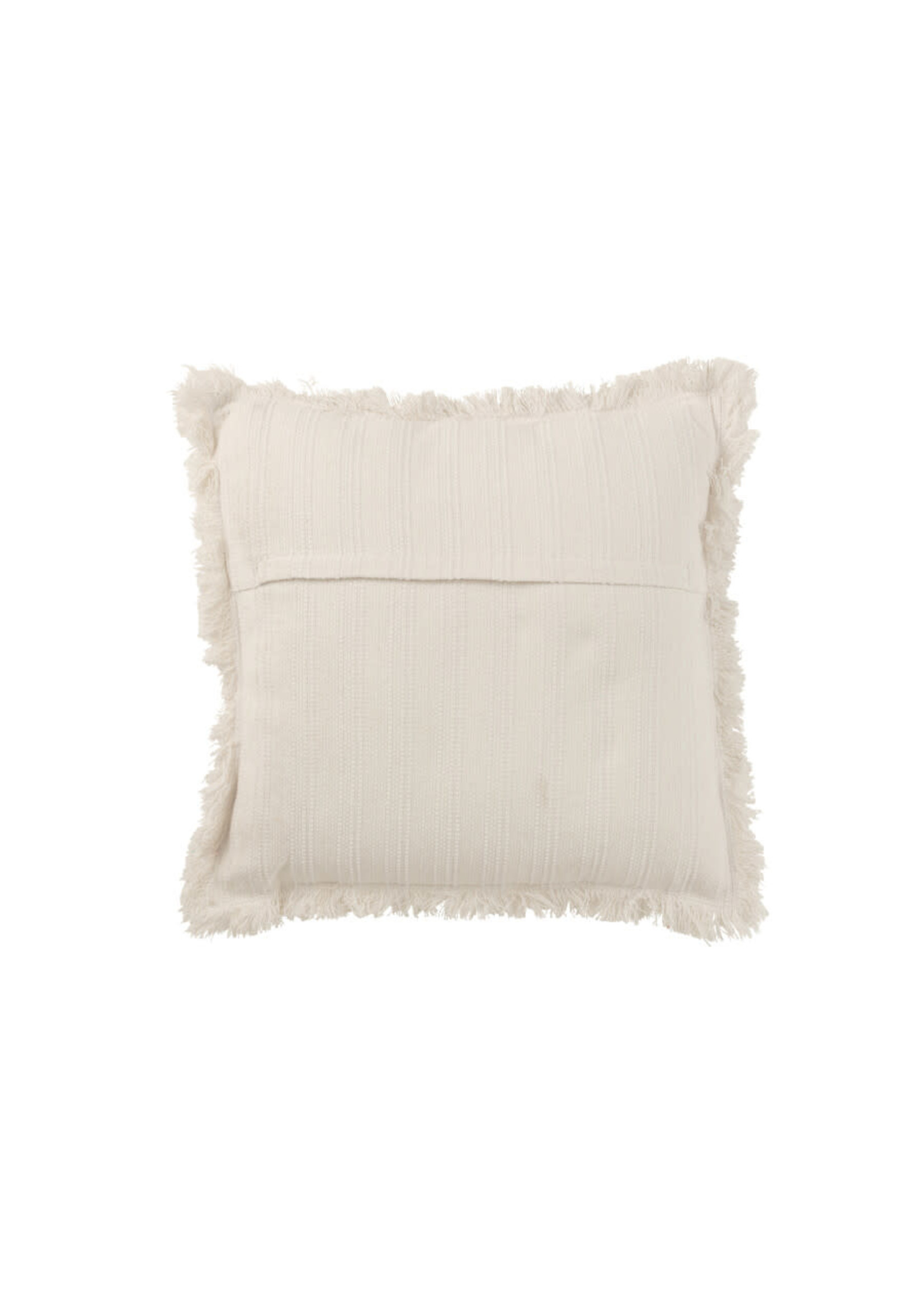 Coussin Bords Effilochés Coton Off White 45*45