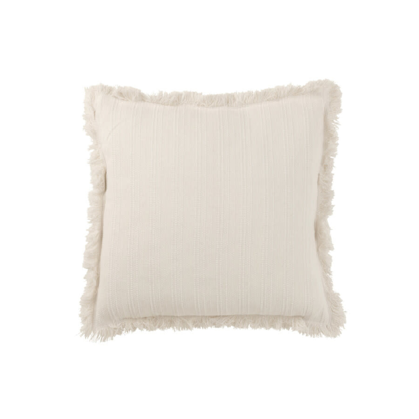 Coussin Bords Effilochés Coton Off White 45*45
