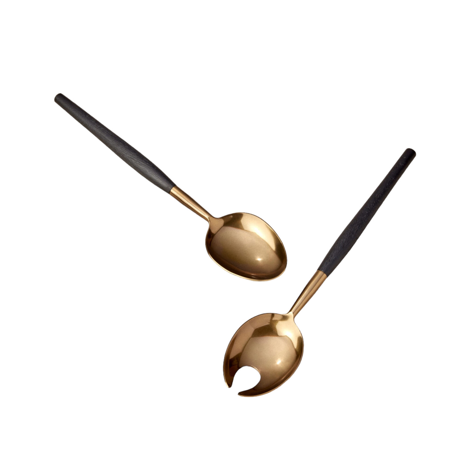 Couverts de Service en bois de Manguier Noir et Bronze