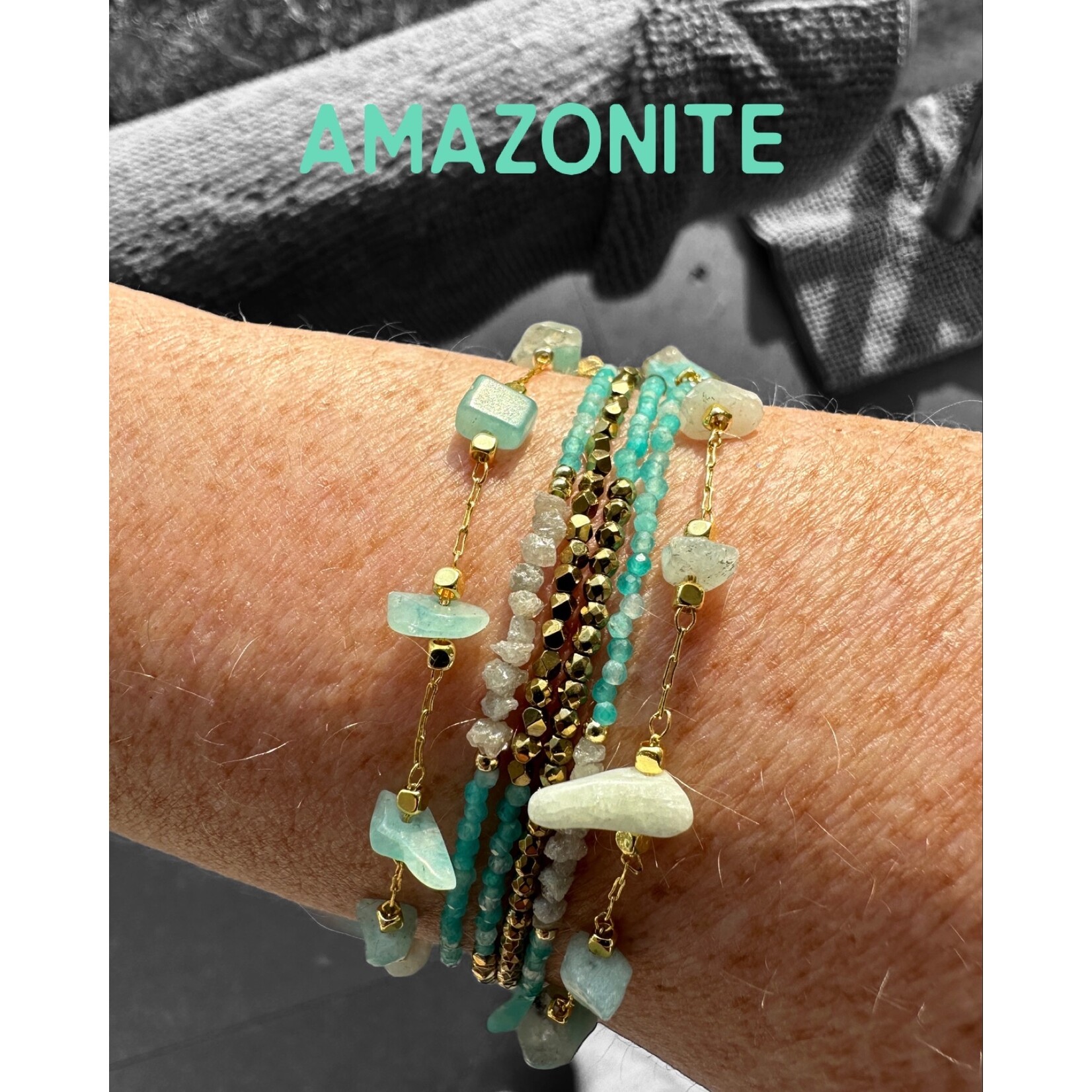 Scarlet et Lucien Bracelet Amélie Hématites et Pierres Semi Précieuses