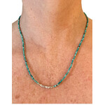 Scarlet et Lucien Collier Mani ou Bracelet 3 rangs Diamants Bruts et Turquoise Africaine