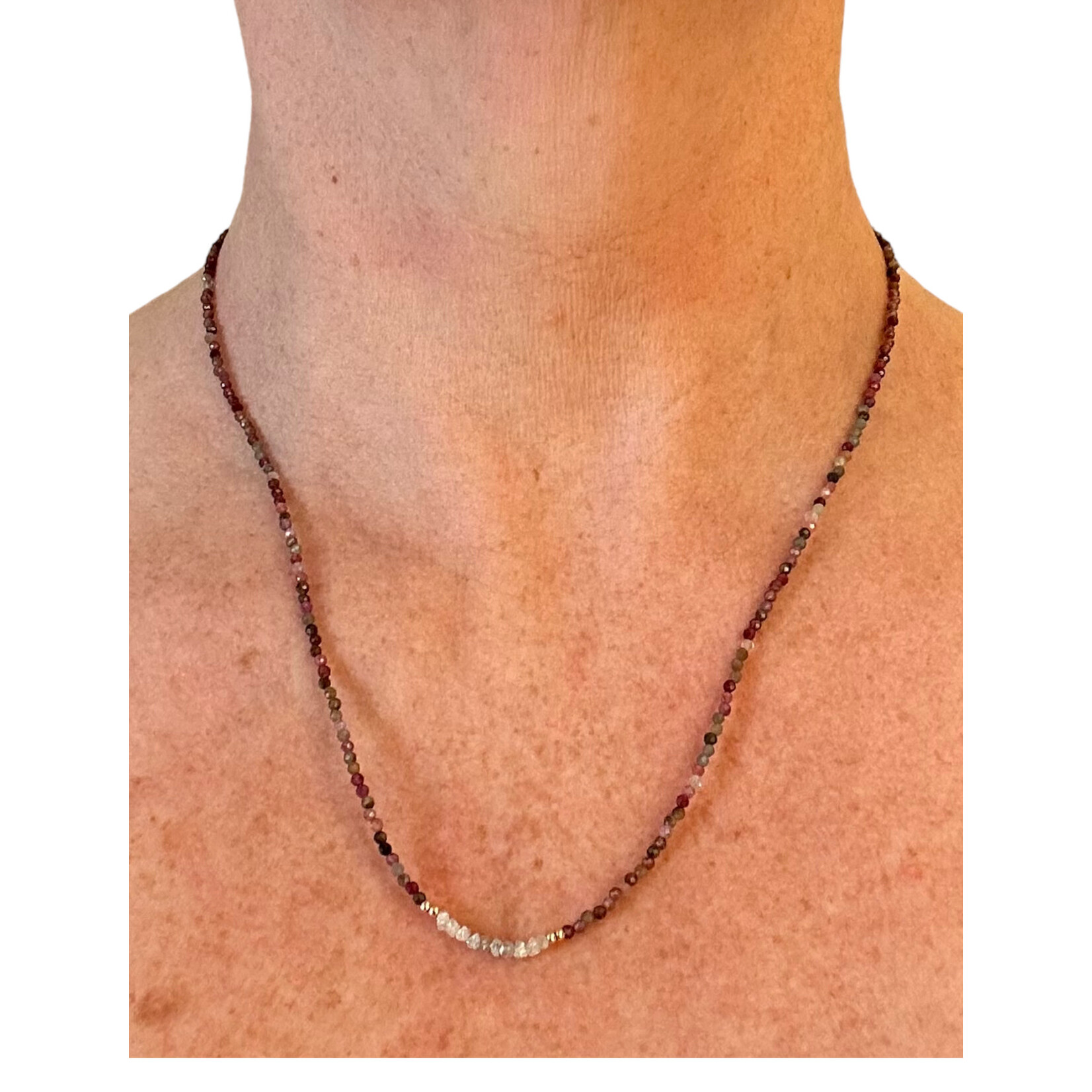 Scarlet et Lucien Collier Mani ou Bracelet 3 rangs Diamants Bruts et Saphir Rubis