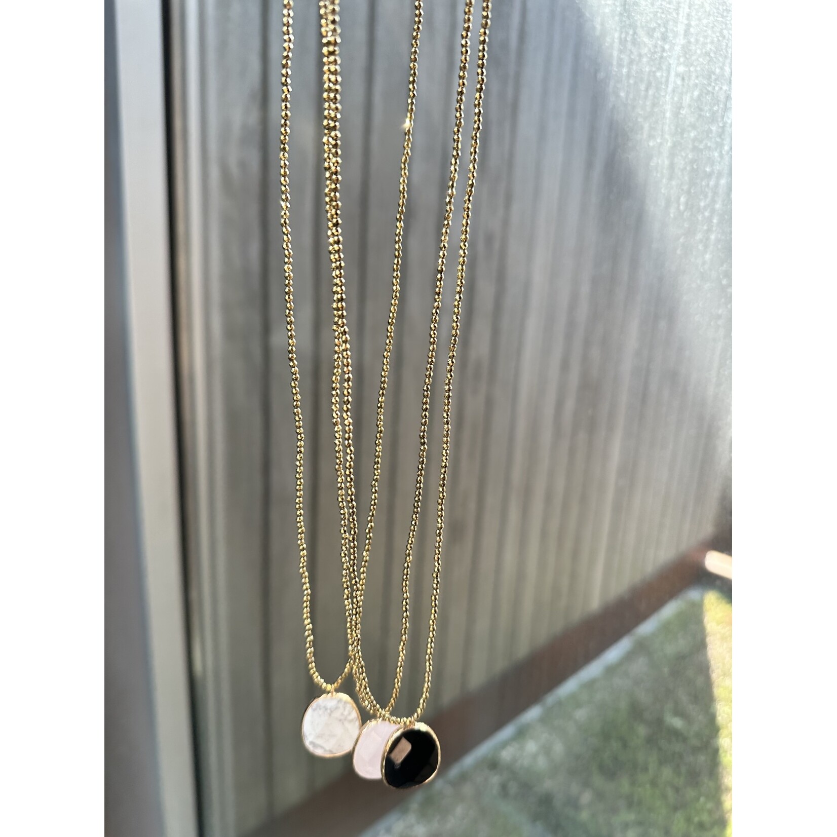 Scarlet et Lucien Sautoir Ines Hématites et Quartz Rose