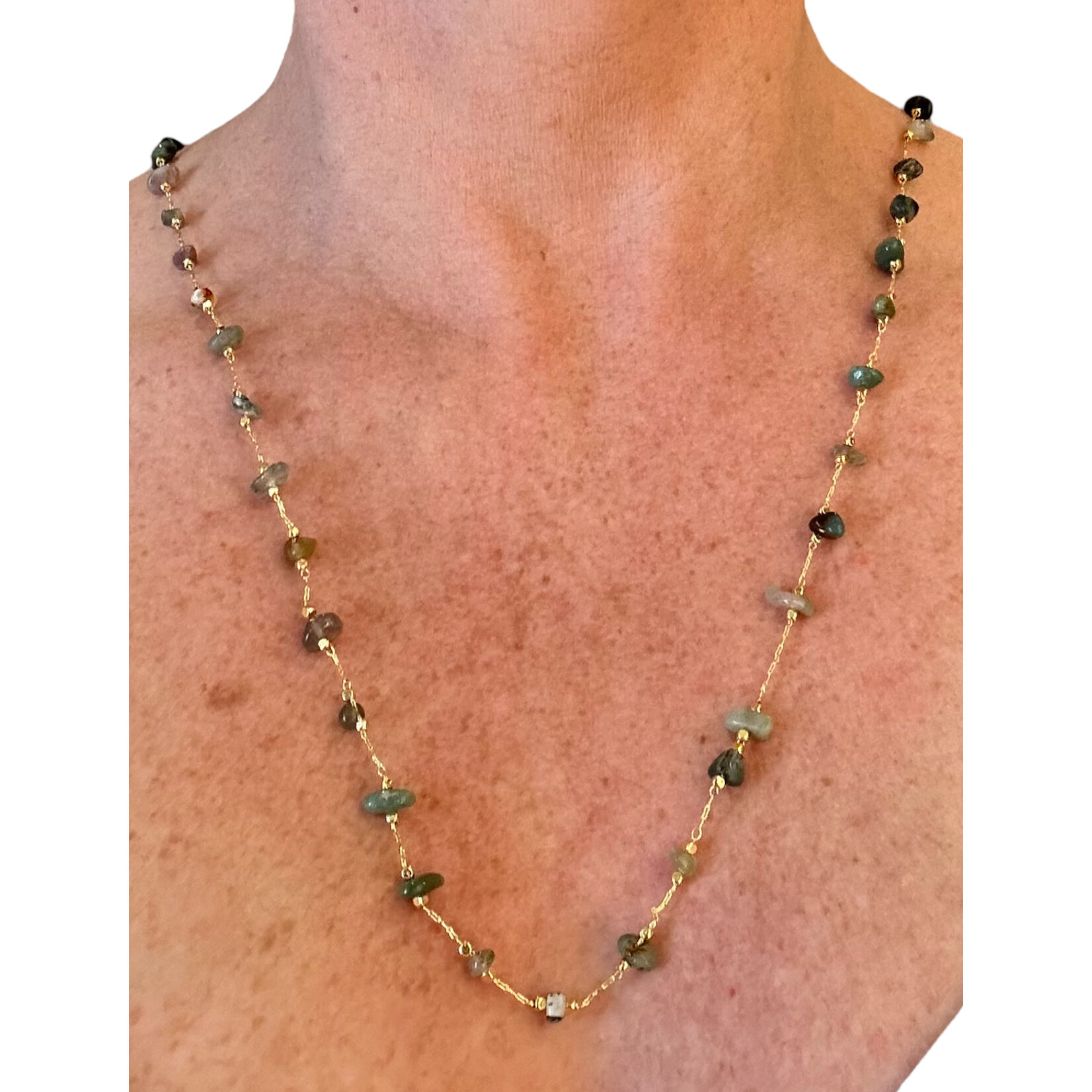 Scarlet et Lucien Sautoir Stella Plaqué Or et Agate Indienne