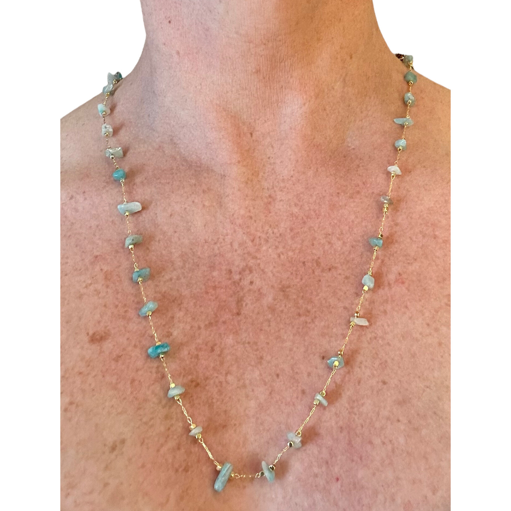 Scarlet et Lucien Sautoir Stella Plaqué Or et Amazonite