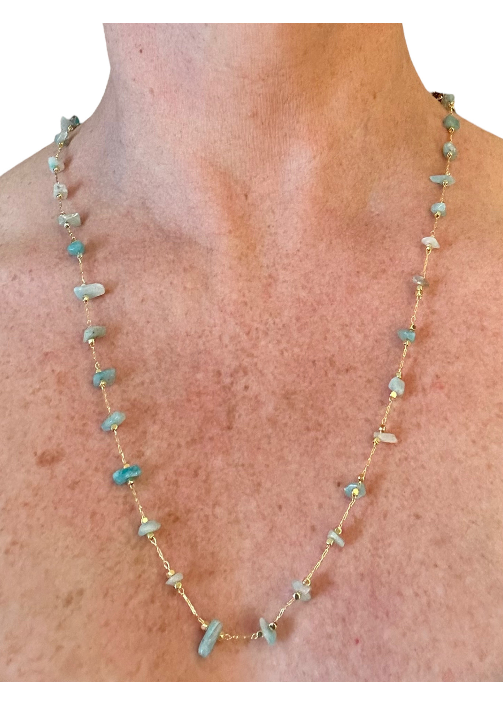 Scarlet et Lucien Sautoir Stella Plaqué Or et Amazonite