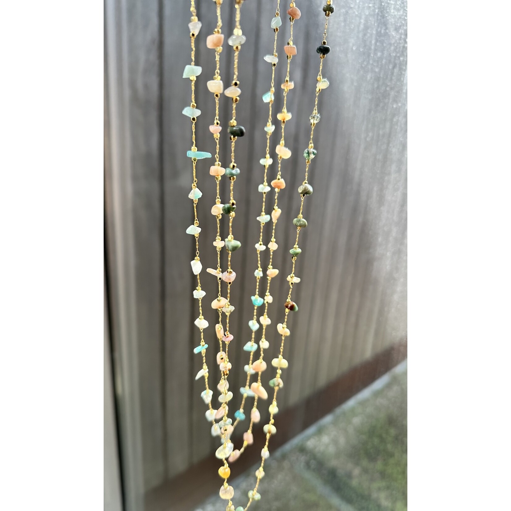 Scarlet et Lucien Sautoir Stella Plaqué Or et Agate Indienne