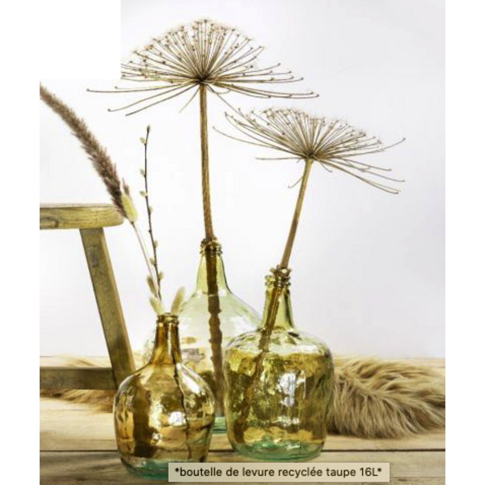 Dame Jeanne 16L Verre Recyclé Taupe