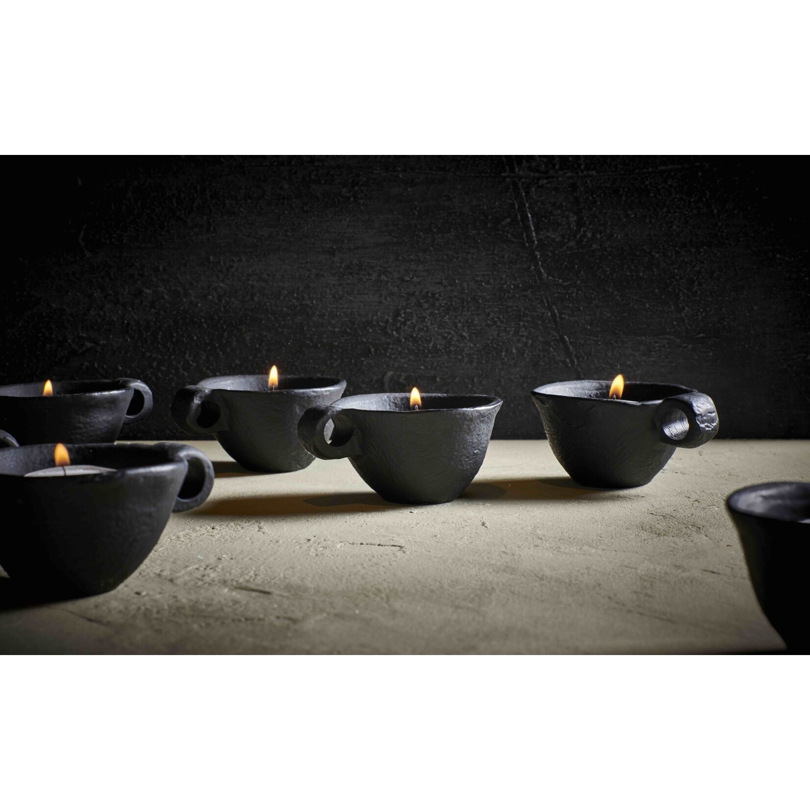 Pomax Photophore Finn aluminium Noir 9*7 cm