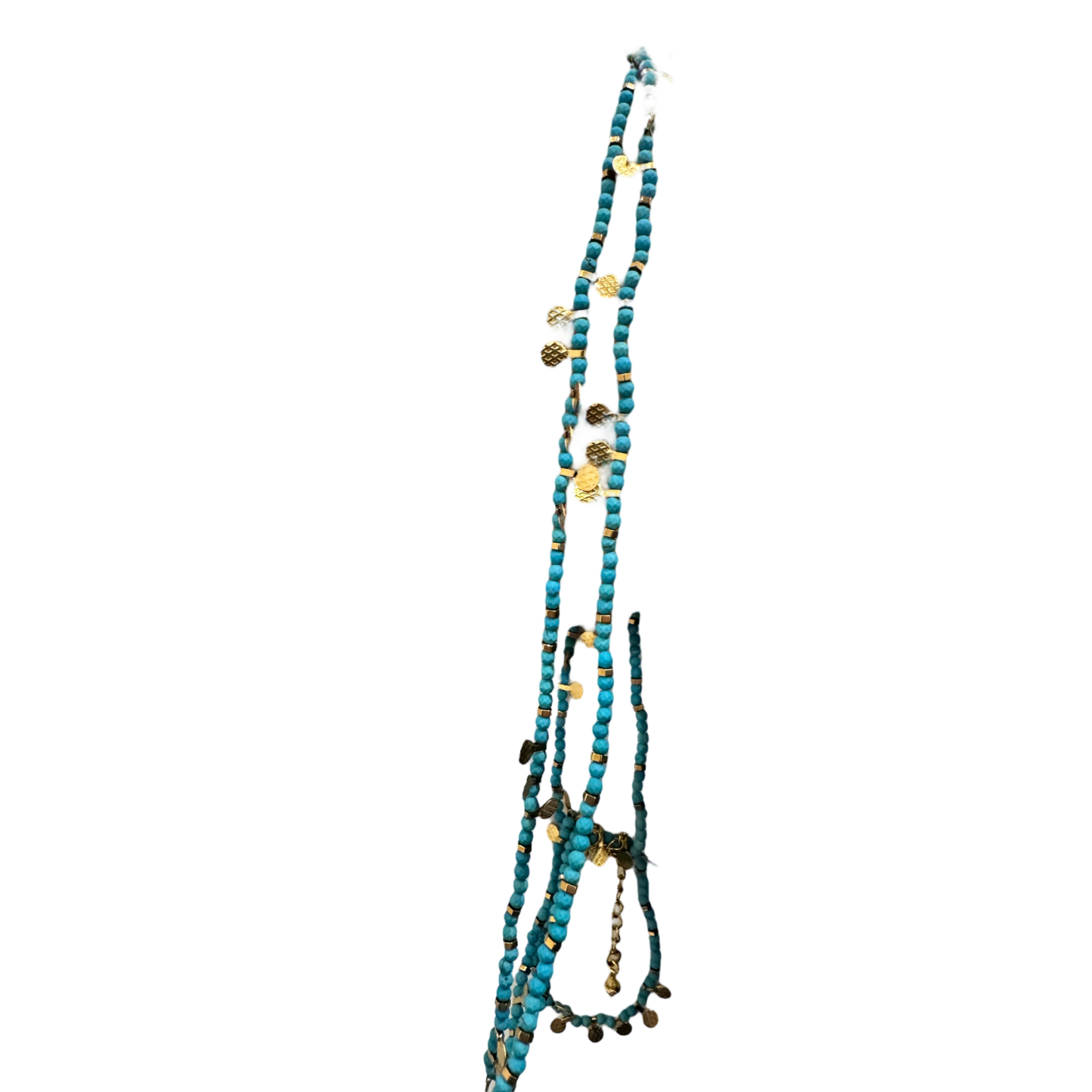 Scarlet et Lucien Sautoir Barbara Turquoise et Plaqué Or