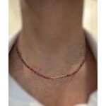 Scarlet et Lucien Collier Mani ou Bracelet 3 rangs Diamants Bruts et Rhodochrosite