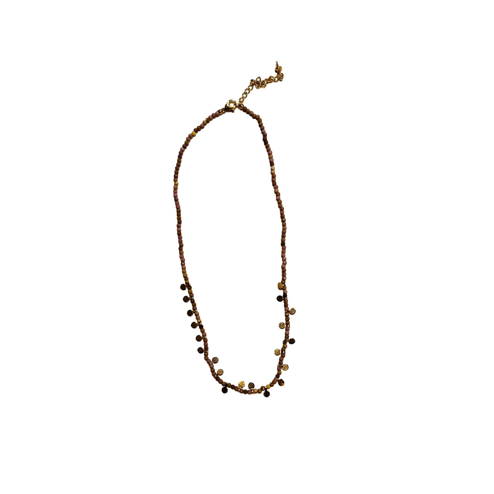 Scarlet et Lucien Collier Barbara Rhodochrosite et Plaqué Or