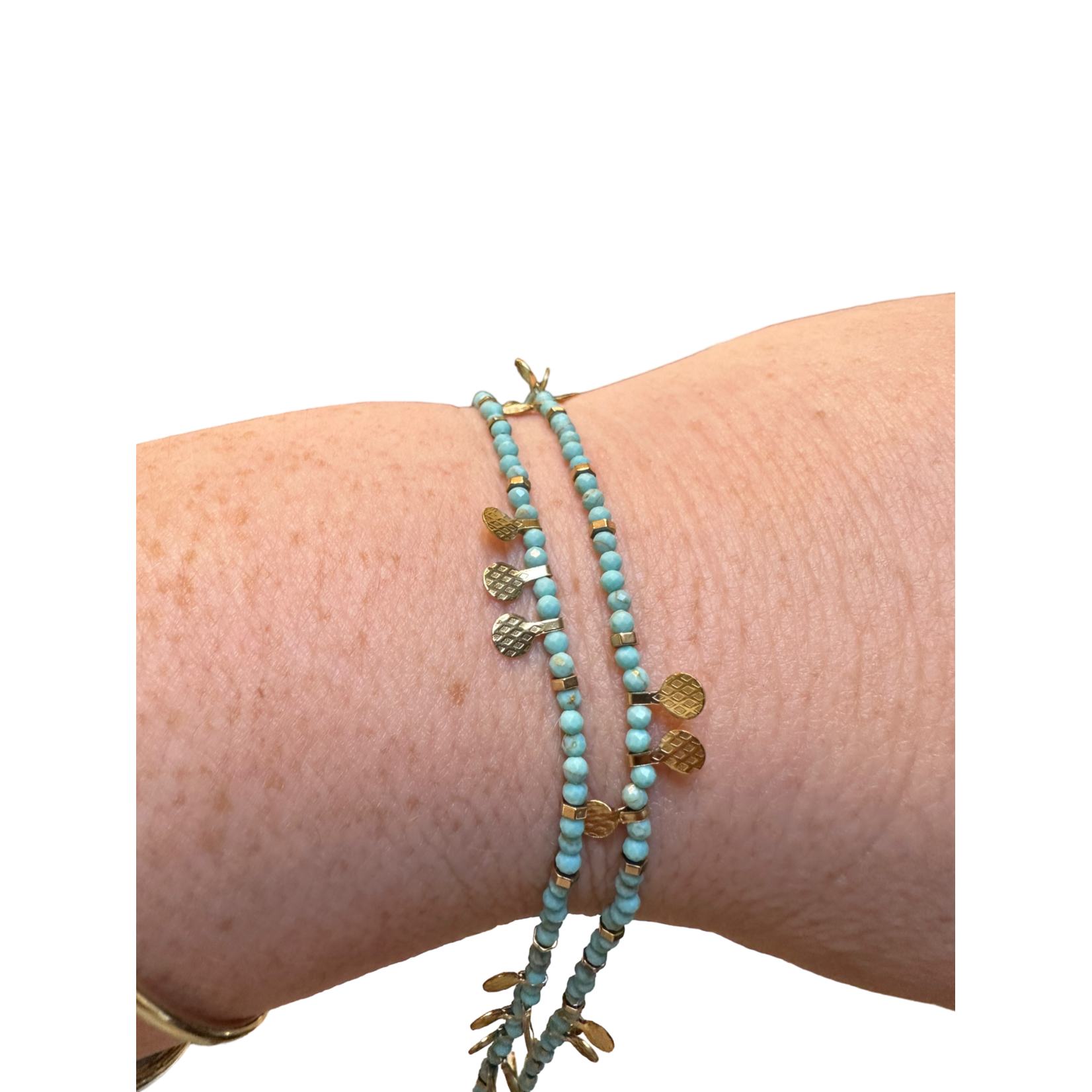 Scarlet et Lucien Sautoir Barbara Amazonite et Plaqué Or