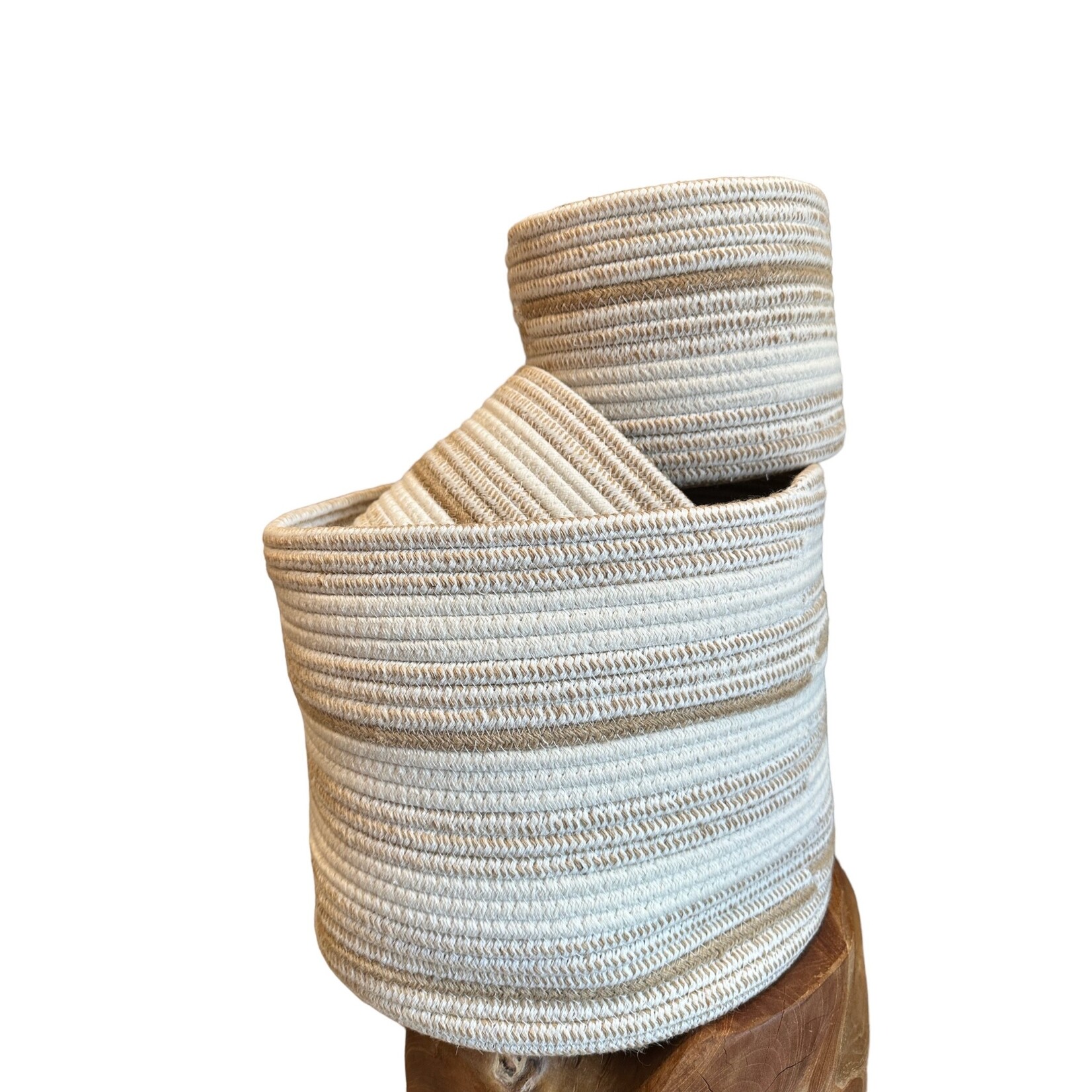 Bivouac Panier Corde et Coton Blanc