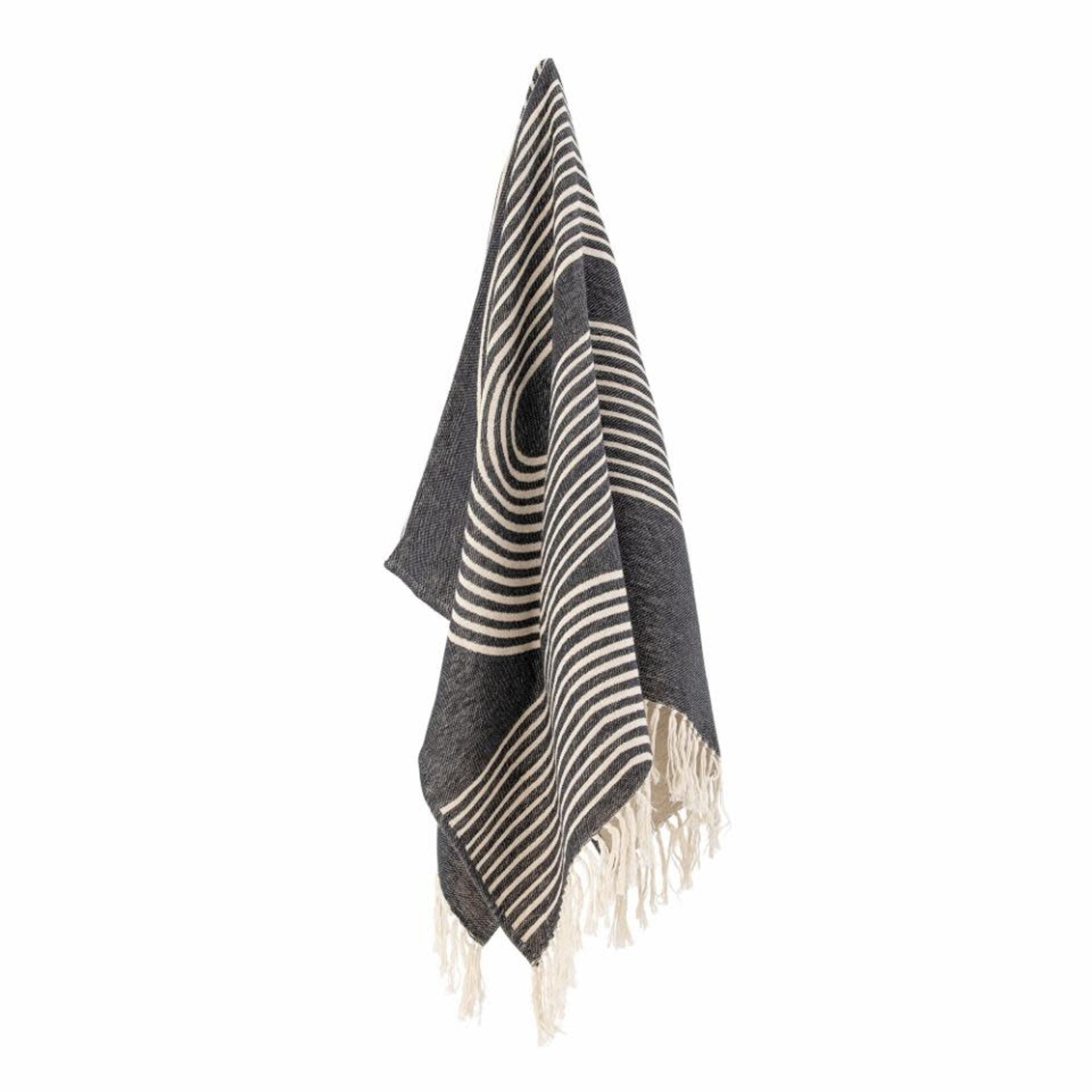 Bloomingville Anek Plaid Coton Noir et Naturel