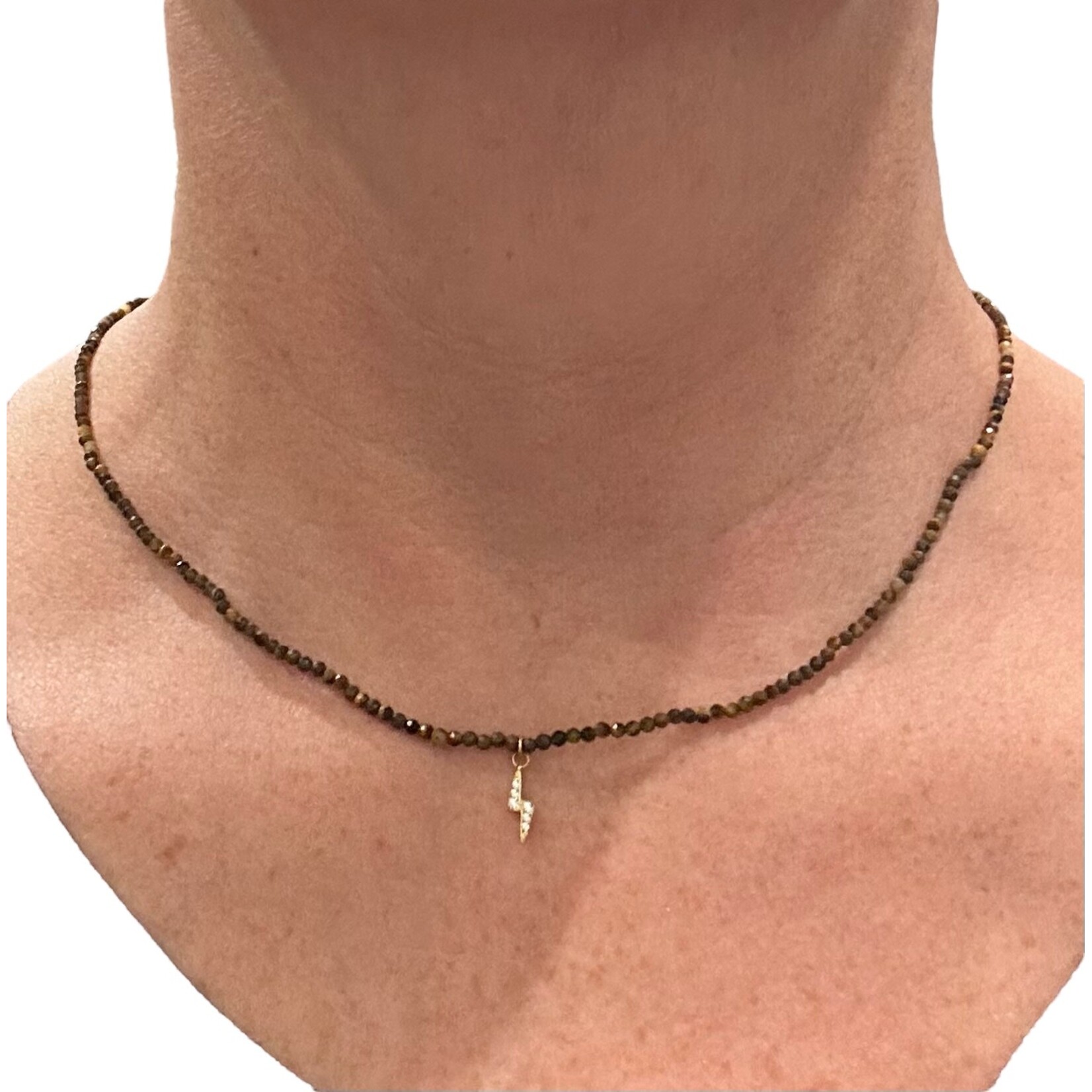 Scarlet et Lucien Collier Bowie Oeil de Tigre et Eclair