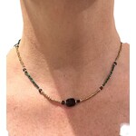 Scarlet et Lucien Collier Hamsa Malachite et Grenat