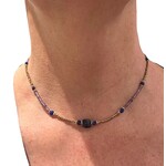 Scarlet et Lucien Collier Hamsa Améthyste et Lapis Lazuli