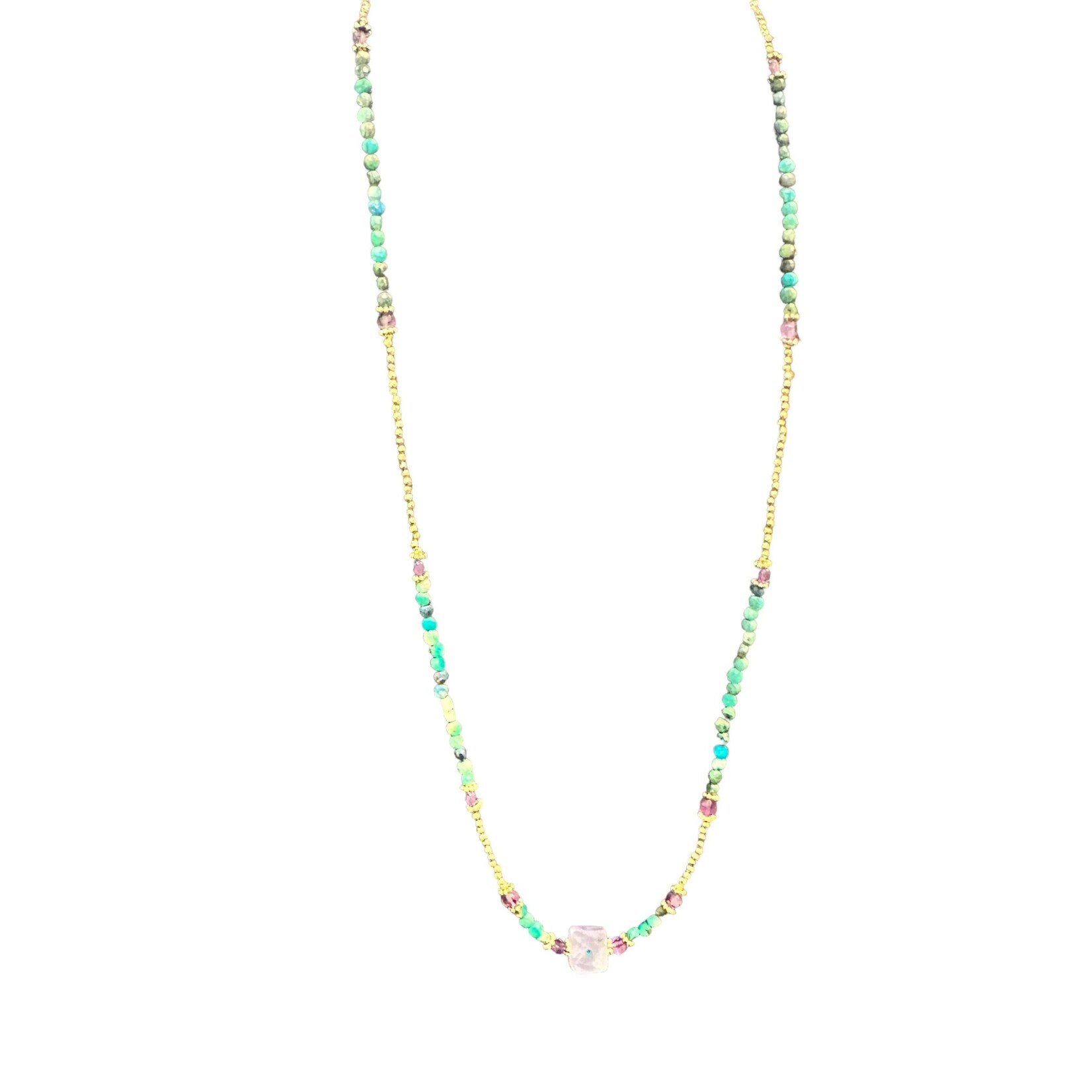 Scarlet et Lucien Sautoir Goa Malachite et Améthyste