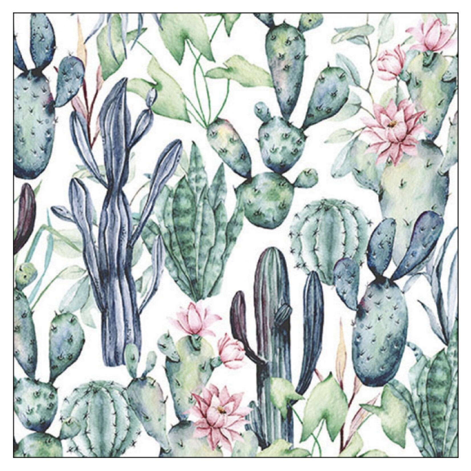 Serviettes en Papier Watercolor Cactus