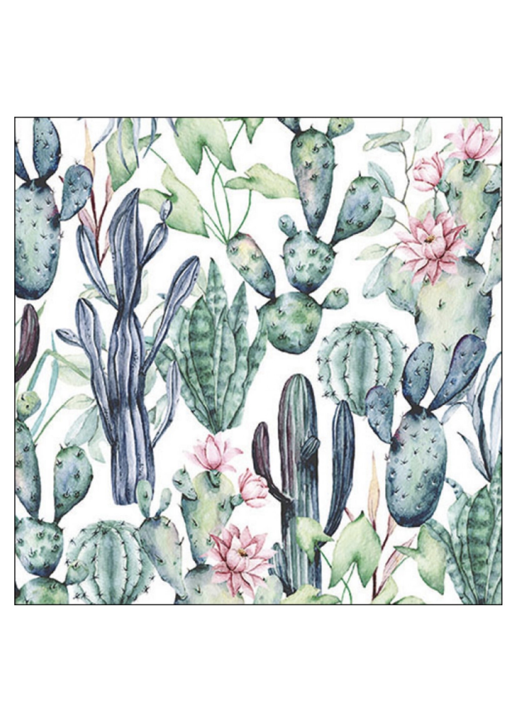 Serviettes en Papier Watercolor Cactus
