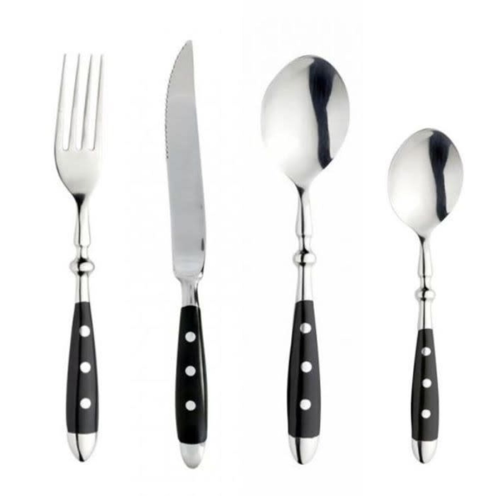 Eternum Doria Inox et Noir Ménagère Couverts 24 pièces