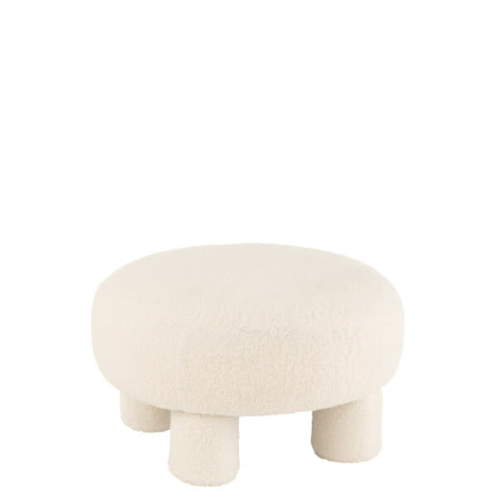 Pouf Blanc Bouclettes Rond Blanc