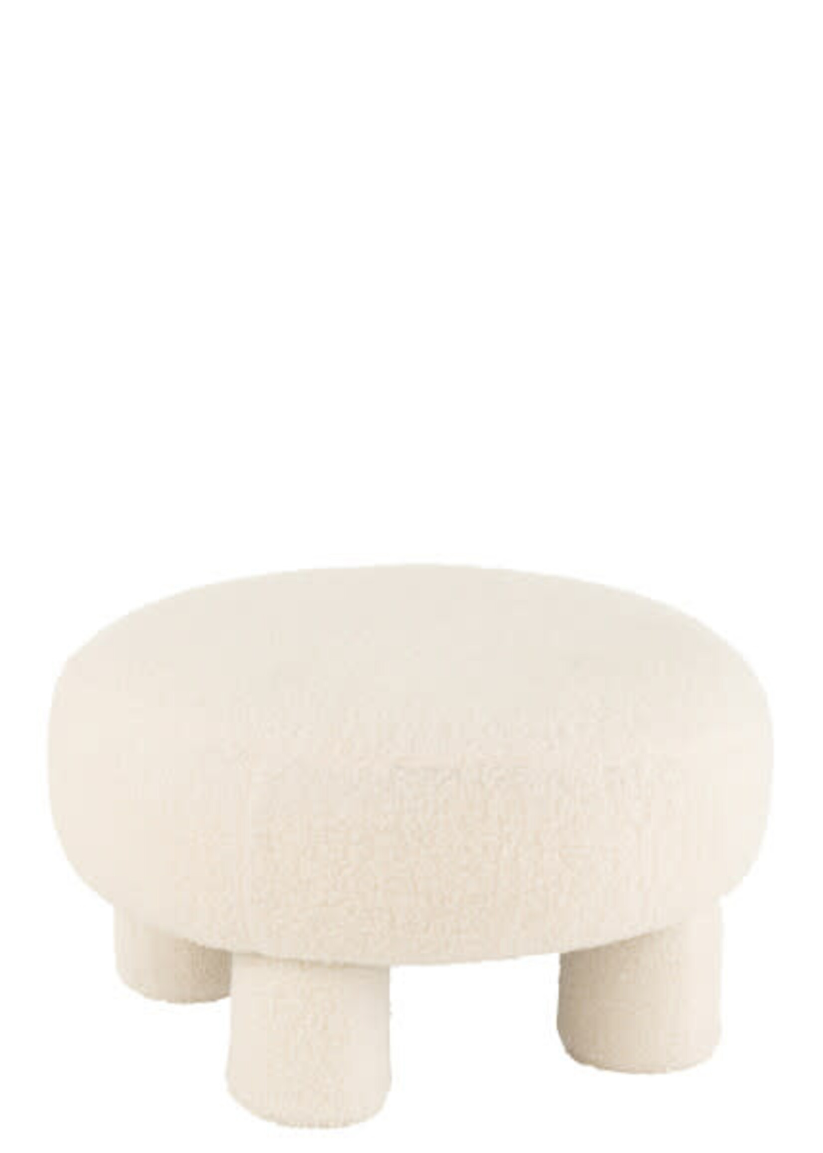 Pouf Blanc Bouclettes Rond Blanc