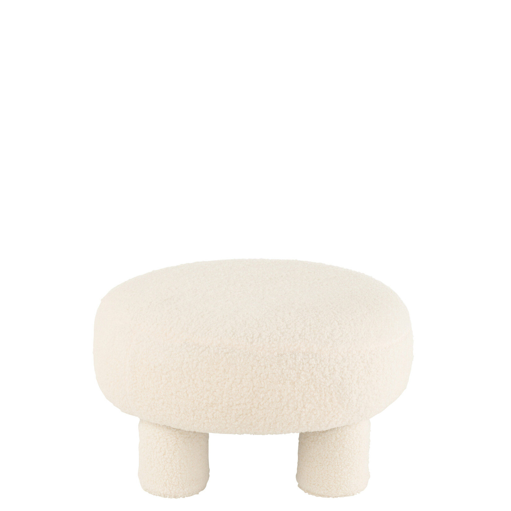 Pouf Blanc Bouclettes Rond Blanc