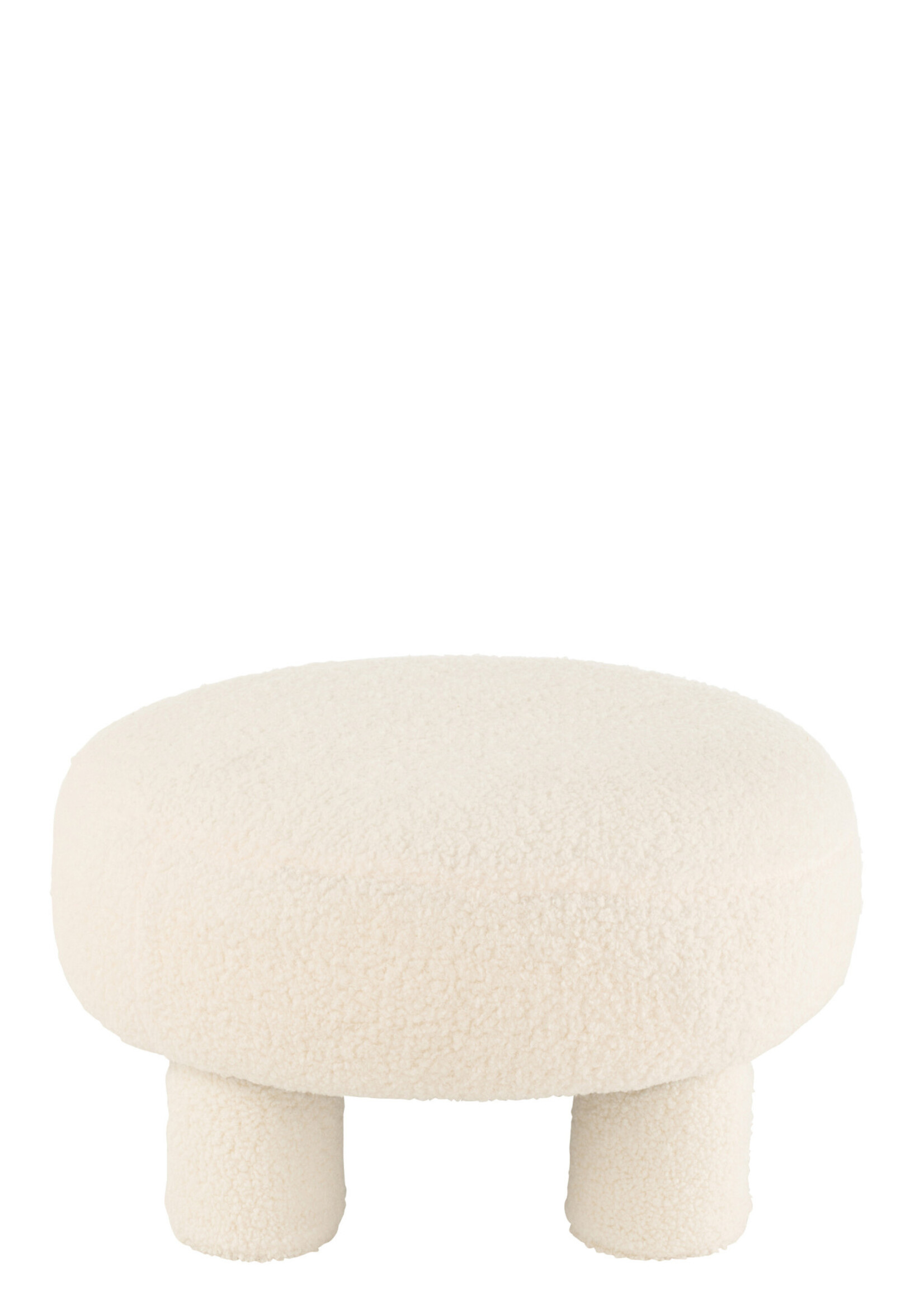 Pouf Blanc Bouclettes Rond Blanc