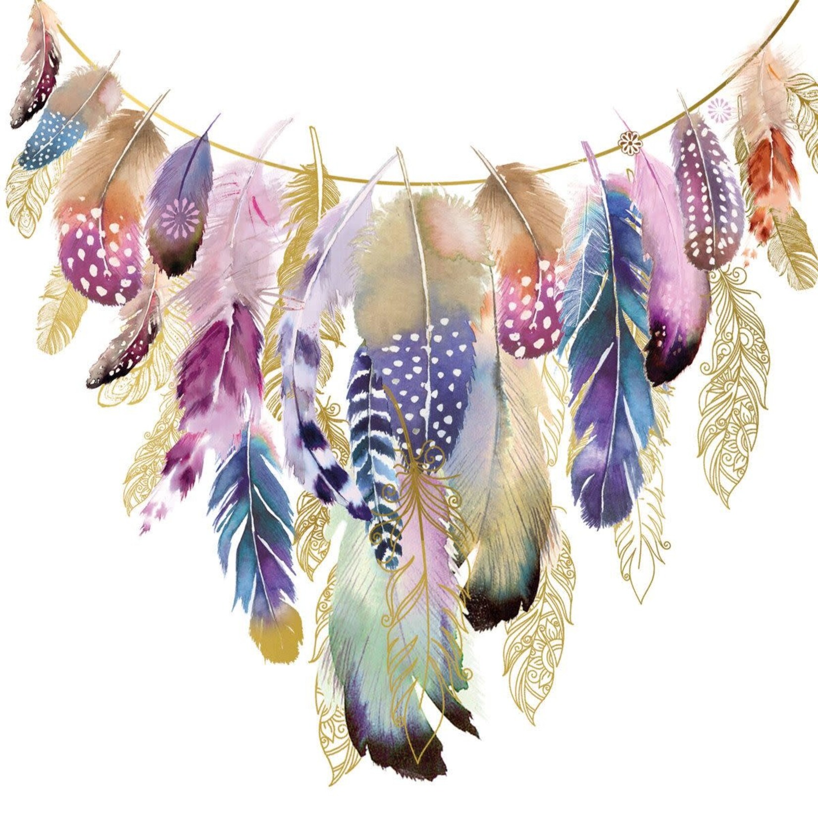 Serviettes en Papier Collier de Plumes 33*33