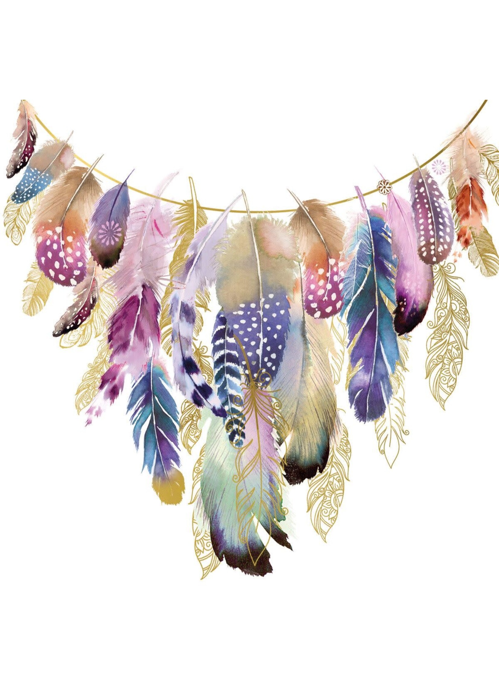 Serviettes en Papier Collier de Plumes 33*33