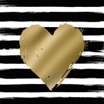 Serviettes en Papier Heart & Stripes Black Gold 33*33